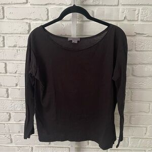 Vince Long Sleeve Scoop Neck Tee Black XS